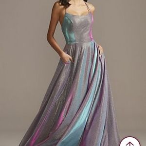 David's bridal iridescent prom dress with pockets